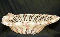 Vtg Large Murano Italy Pink Latticino Ribbon Aventurine 11 3/4 Art Glass Bowl