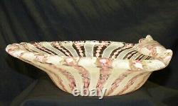 Vtg Large Murano Italy Pink Latticino Ribbon Aventurine 11 3/4 Art Glass Bowl