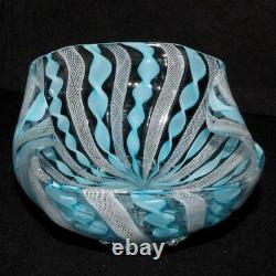 Vtg MURANO AVEM Bowl ZANFIRICO ArT GLaSs Italy RIGAREE Latticino RETORTOLI