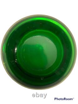 Vtg MURANO Art Glass Green SOMMERSO BOWL Or Ashtray, Sliced Top, 1960's