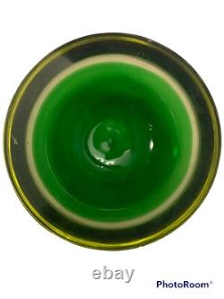 Vtg MURANO Art Glass Green SOMMERSO BOWL Or Ashtray, Sliced Top, 1960's