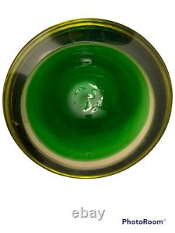 Vtg MURANO Art Glass Green SOMMERSO BOWL Or Ashtray, Sliced Top, 1960's