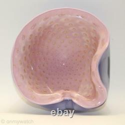 Vtg MURANO Bowl BARBiNi 7 GEODE Italy ArT GLaSs GOLD Aventurine BULLICANTE