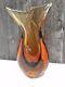 Vtg MURANO FORMIA Fishtail SOMMERSO Vase 9.5 Italy Submerged Glass Amber Label