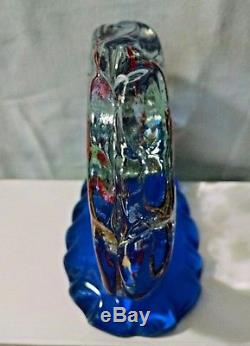 Vtg MURANO Fish AQUARIUM Art Glass BLOCK Paperweight SCULPTURE Blue Base