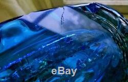 Vtg MURANO Fish AQUARIUM Art Glass BLOCK Paperweight SCULPTURE Blue Base