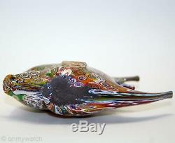 Vtg MURANO GAMBARO+POGGi Angel Fish MILLEFIORI ArT GLaSs Italy 24k GOLD EVC