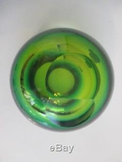 Vtg MURANO Glass Ashtray Art Mid Century Modern Barbini Seguso Green Orb LABEL