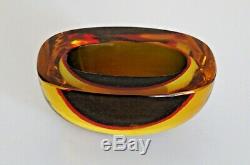 Vtg Mid Century Italian Modern Murano Sommerso Glass Geode Bowl Cenedese Italy