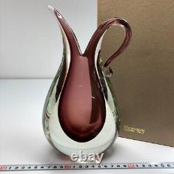 Vtg Mid Century Italian Murano Venetian Glass Vase Pitcher Vintage with box