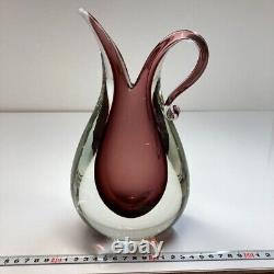 Vtg Mid Century Italian Murano Venetian Glass Vase Pitcher Vintage with box