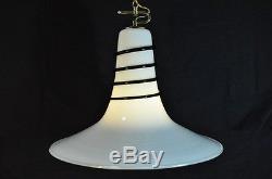 Vtg Mid Century Modern Murano Blown Glass Bell Pendant Chandelier Light Fixture