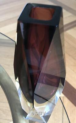 Vtg Murano Alessandro Mandruzzato San Marco Faceted Sommerso Glass Vase 8.25