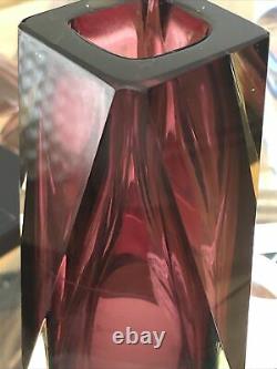 Vtg Murano Alessandro Mandruzzato San Marco Faceted Sommerso Glass Vase 8.25