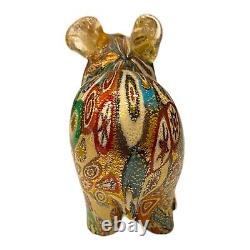 Vtg Murano Art Glass Gold Millefiori Hippo Venetian Figurine 2 Tall NWOB & HTF