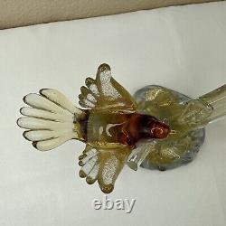 Vtg Murano Art Glass Love Birds on a Branch Sculpture Gold Amber 9T x 9W