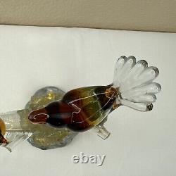 Vtg Murano Art Glass Love Birds on a Branch Sculpture Gold Amber 9T x 9W