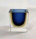 Vtg Murano Flavio Poli Sommerso Art Glass Crystal Blue Yellow Mid Cent Ashtray