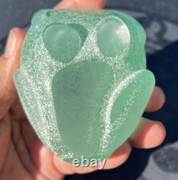 Vtg Murano Gamboro & Poggi Scavo Frosted Glass Frog with Gold & Black Signed