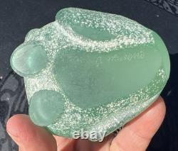 Vtg Murano Gamboro & Poggi Scavo Frosted Glass Frog with Gold & Black Signed