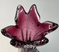 Vtg Murano Glass Archimede Seguso Sommerso Bullicante Purple Bubble Finger Vase