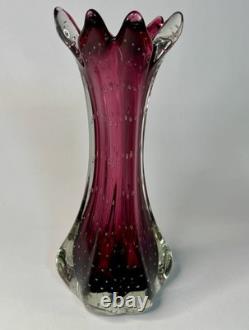 Vtg Murano Glass Archimede Seguso Sommerso Bullicante Purple Bubble Finger Vase