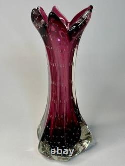 Vtg Murano Glass Archimede Seguso Sommerso Bullicante Purple Bubble Finger Vase