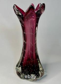Vtg Murano Glass Archimede Seguso Sommerso Bullicante Purple Bubble Finger Vase