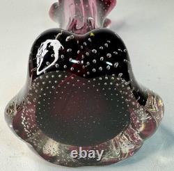 Vtg Murano Glass Archimede Seguso Sommerso Bullicante Purple Bubble Finger Vase