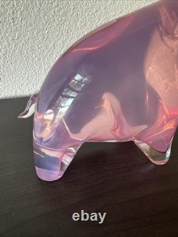 Vtg Murano Glass Bull Sculpture Pink Neodymium Alexandrite MCM 4.3lbs 7 AS IS