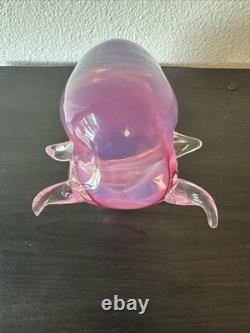 Vtg Murano Glass Bull Sculpture Pink Neodymium Alexandrite MCM 4.3lbs 7 AS IS