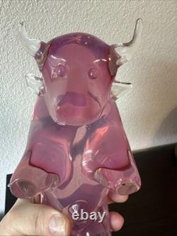 Vtg Murano Glass Bull Sculpture Pink Neodymium Alexandrite MCM 4.3lbs 7 AS IS Vtg Murano Glass Bull Sculpture Pink Neodymium Alexandrite MCM 4.3lbs 7 AS IS