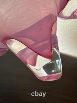 Vtg Murano Glass Bull Sculpture Pink Neodymium Alexandrite MCM 4.3lbs 7 AS IS