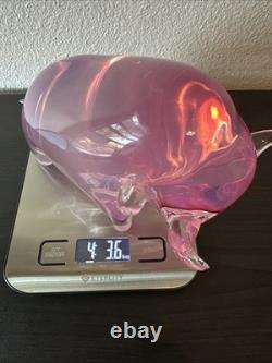 Vtg Murano Glass Bull Sculpture Pink Neodymium Alexandrite MCM 4.3lbs 7 AS IS