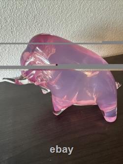 Vtg Murano Glass Bull Sculpture Pink Neodymium Alexandrite MCM 4.3lbs 7 AS IS