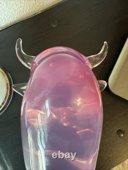Vtg Murano Glass Bull Sculpture Pink Neodymium Alexandrite MCM 4.3lbs 7 AS IS Vtg Murano Glass Bull Sculpture Pink Neodymium Alexandrite MCM 4.3lbs 7 AS IS