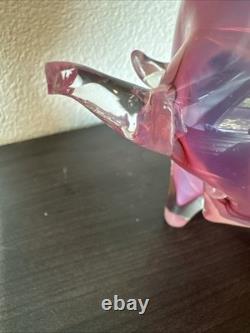 Vtg Murano Glass Bull Sculpture Pink Neodymium Alexandrite MCM 4.3lbs 7 AS IS