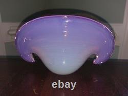 Vtg Murano Glass Clam Shell Vase Bowl Archimede Seguso Handblown Venetian Pink