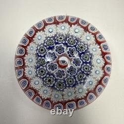 Vtg Murano Glass Italy Millefiori Star Flowers Art Italian Glass Paperweight