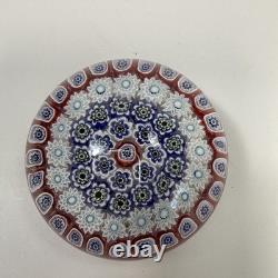 Vtg Murano Glass Italy Millefiori Star Flowers Art Italian Glass Paperweight