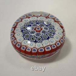 Vtg Murano Glass Italy Millefiori Star Flowers Art Italian Glass Paperweight