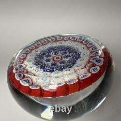Vtg Murano Glass Italy Millefiori Star Flowers Art Italian Glass Paperweight
