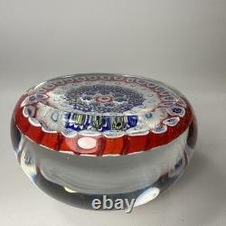 Vtg Murano Glass Italy Millefiori Star Flowers Art Italian Glass Paperweight
