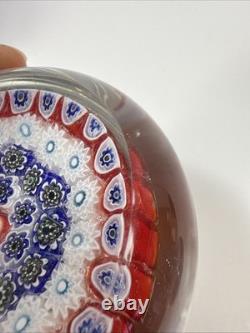 Vtg Murano Glass Italy Millefiori Star Flowers Art Italian Glass Paperweight