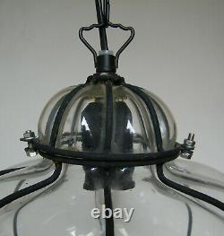 Vtg Murano Hand Blown Caged Glass Venetian Lantern Hanging Ceiling Light Lamp