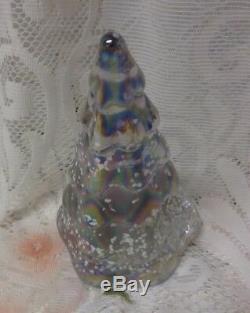 Vtg Murano Hand Blown Iridescent Art Glass Crystal Figurine Christmas Tree