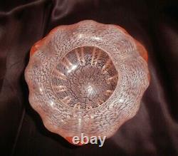 Vtg Murano Italy Art Glass Cased Pink/white Stippled Folded Vase/rose Bowl/dish