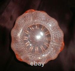 Vtg Murano Italy Art Glass Cased Pink/white Stippled Folded Vase/rose Bowl/dish