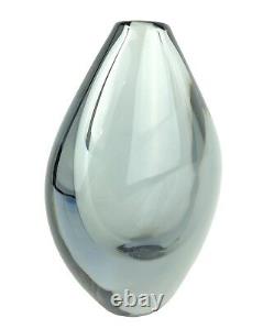 Vtg Murano  Midcentury Modern Teardrop Art Glass Vase Clear Smoky Gray 6.75