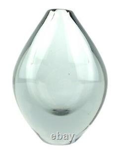 Vtg Murano  Midcentury Modern Teardrop Art Glass Vase Clear Smoky Gray 6.75